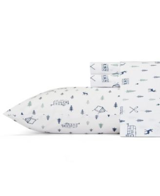 Printed 200-Thread Count Cotton Percale 4-Pc. Sheet Set, King