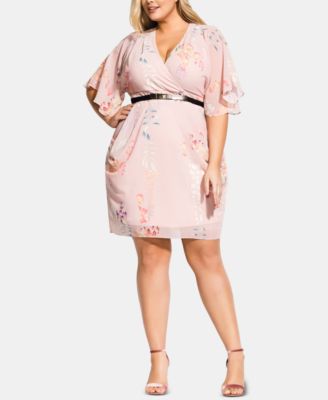 plus size pink wrap dress