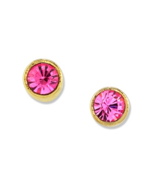 image of 2028 14K Gold Dipped Round Crystal Stainless Steel Stud Earring