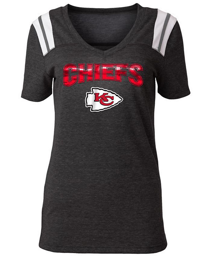 5th & Ocean Women's Kansas City Chiefs Shoulder Stripe Foil T-Shirt ...