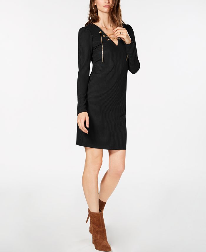 Michael Kors Ribbed Lace-Up Sweater Dress, In Regular & Petite Sizes ...