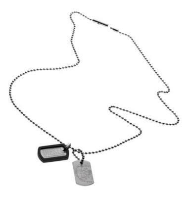 Diesel - Men's Double Dog Tag Steel Pendant Necklace