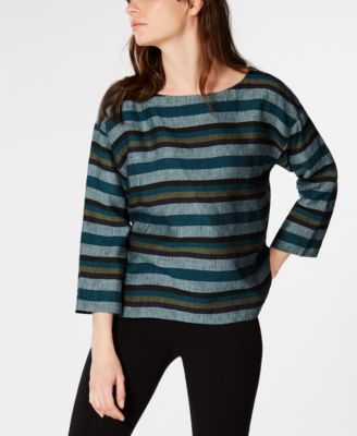 eileen fisher striped linen top