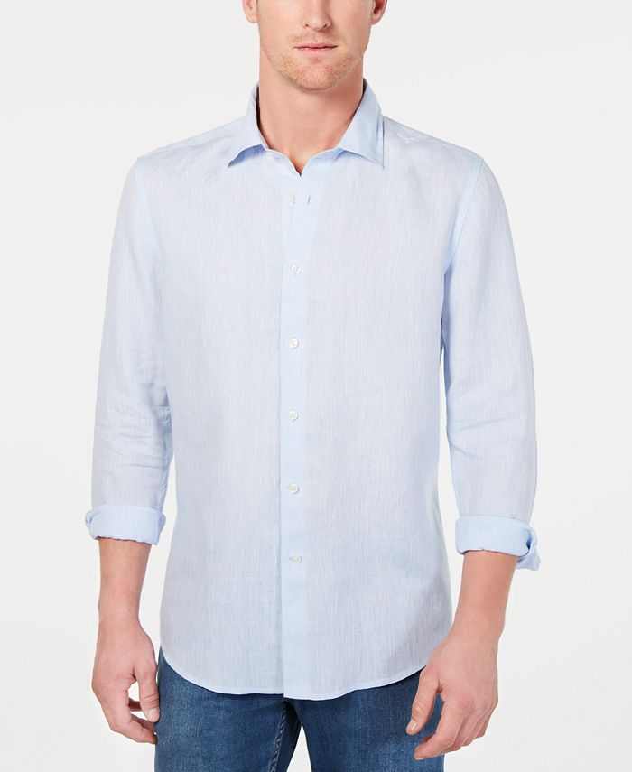 Tasso Elba Men's Long-Sleeve Linen Shirt, Created for Macy's - Macy's