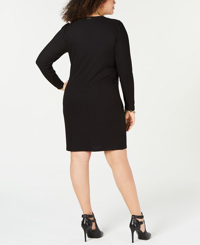 Michael Kors Plus Size Lace-Up Ribbed-Knit Sweater Dress & Reviews ...