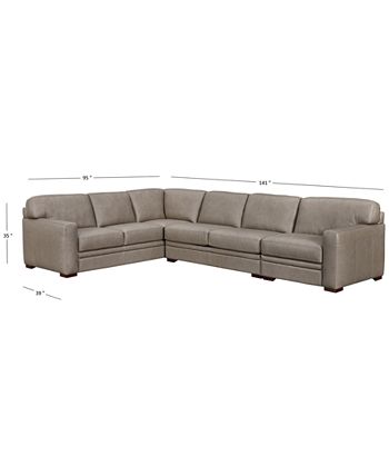 Leather Sectional Sofa With Chair, Three Piece Leather Sofa