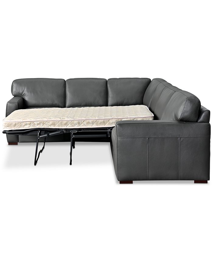 Furniture Avenell 3Pc. Leather Sleeper Sectional Sofa with Chair