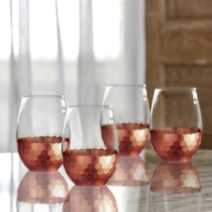 Jay Imports Daphne Copper Set Of 4 Stemless Glasses In Copper