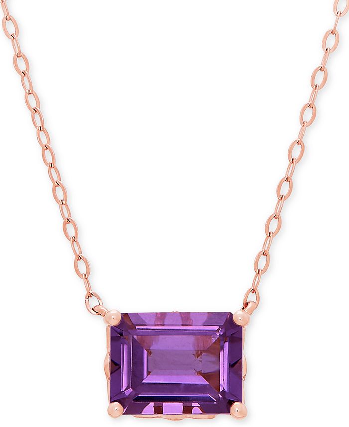Macy's Amethyst Pendant Necklace (2-1/10 ct. t.w.) in 14k Rose Gold ...