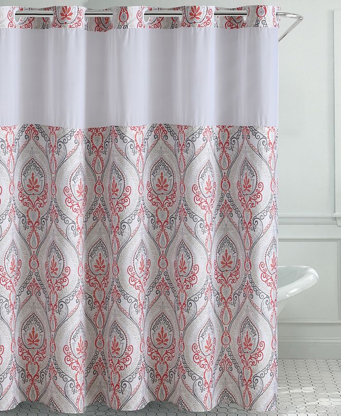 Hookless French Damask Print 3in1 Shower Curtain & Reviews Shower