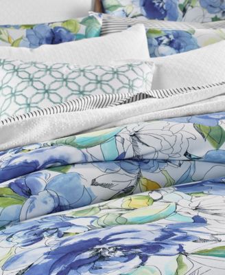 Charter Club Closeout! Sketch Floral Cotton 300 Thread Count 3-Pc. King Duvet Cover Set, Created for Macy's 