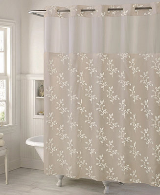 Hookless Spring Leaves 3 In 1 Shower, Palm Leaf Hookless Shower Curtain