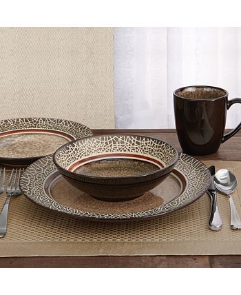 American Atelier 16-Piece Teal Stoneware Dinnerware Set - Includes Di