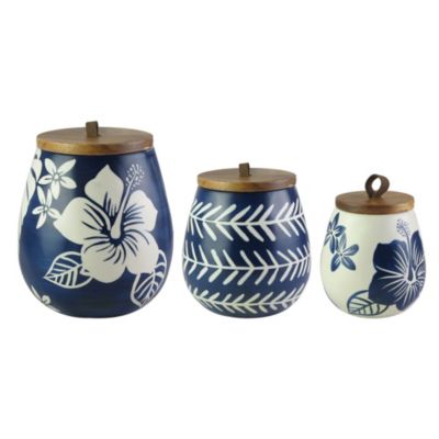American Atelier - Floral Blue and White Canister Set