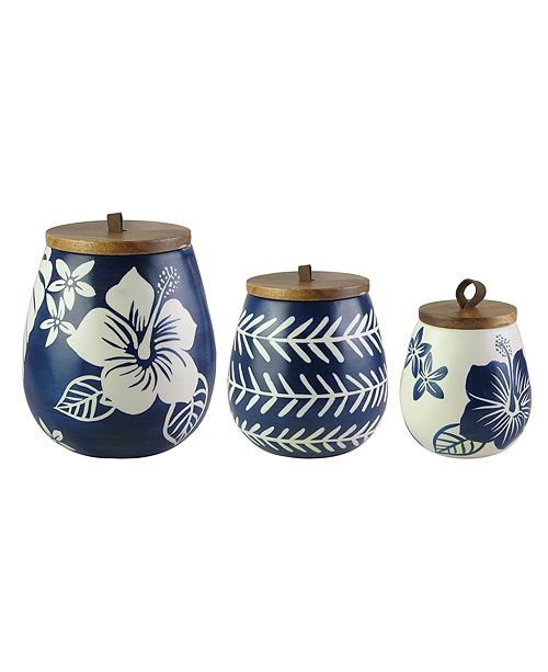 American Atelier Floral Blue And White Canister Set Reviews