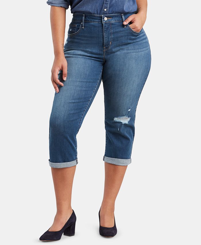 Levi's Plus Size Ripped Cuffed Capri Jeans - Macy's