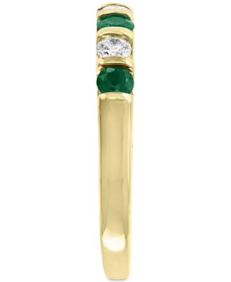 EFFY&reg; Emerald (3/8 ct. t.w.) & Diamond (1/4 ct. t.w.) Band in 14k Gold 