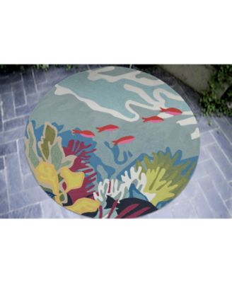 Ravella 2275 Ocean View Blue 5' Indoor/Outdoor Round Area Rug