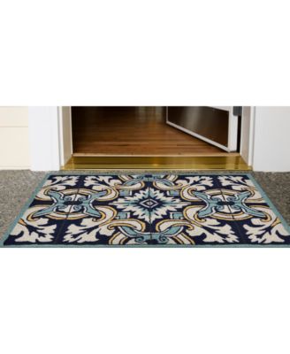 Ravella 2253 Floral Tile Blue 2' x 3' Indoor/Outdoor Area Rug