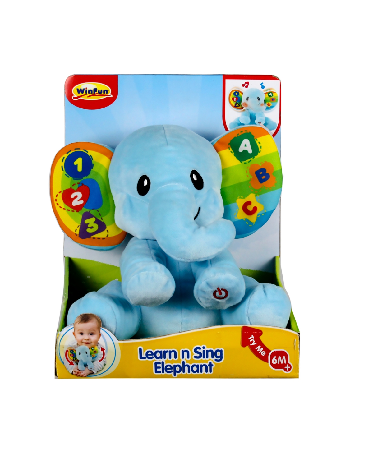 Shop Winfun Learn With Me Plush Elephant In Baby Blue