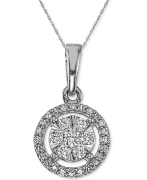 image of Diamond Halo Pendant Necklace (1/4 ct. t.w.) in 10k White Gold, 16