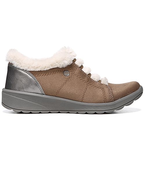 bzees golden fur trim washable slip on sneakers