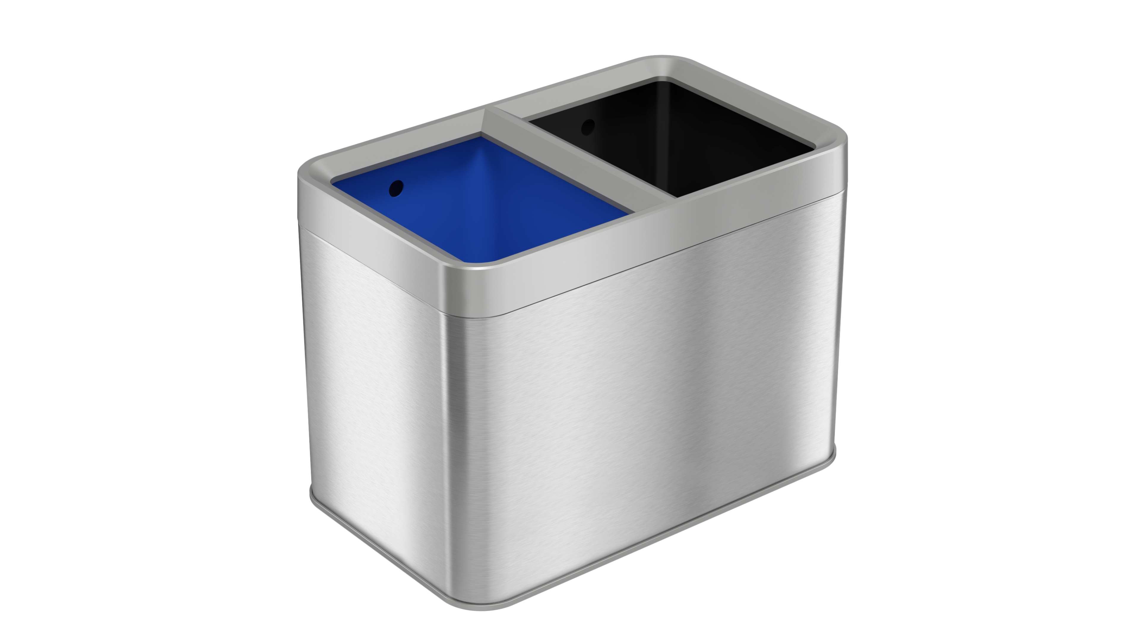 5.3 Gallon / 20 Liter Dual Compartment Stainless Steel Open Top Kitchen Trash Can & Recycle Bin Combo