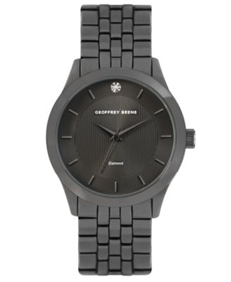 Geoffrey Beene Textured Dial Genuine Diamond Watch