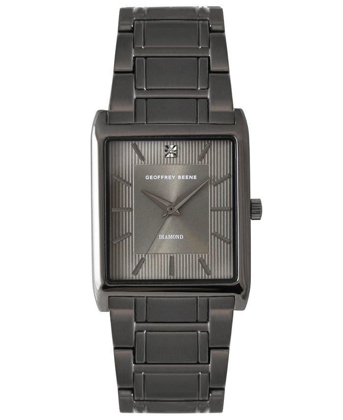 Geoffrey Beene Black Embossed Dial Genuine Diamond Bracelet Watch Macy s