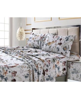 Amalfi Printed 300 TC Cotton Sateen Extra Deep Pocket King Sheet Set