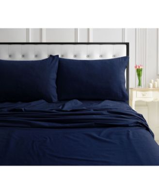 Tribeca Living Ayana Flanell-Bettlaken Set – Extra Tief, 170 G/m², Dunkelblau Mit Blumenmuster, Für Doppelbett