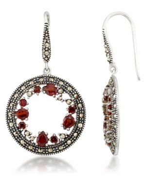 image of Garnet (1-5/8 ct. t.w.) & Marcasite Earrings in Sterling Silver