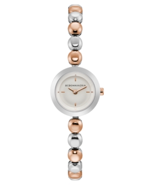 image of Bcbgmaxazria Ladies Two Tone Rose Gold Bracelet Watch with Silver Dial, 20mm