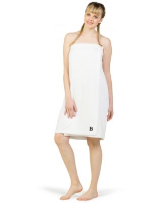 100% Turkish Cotton Terry Personalized Women's Bath Wrap - White
