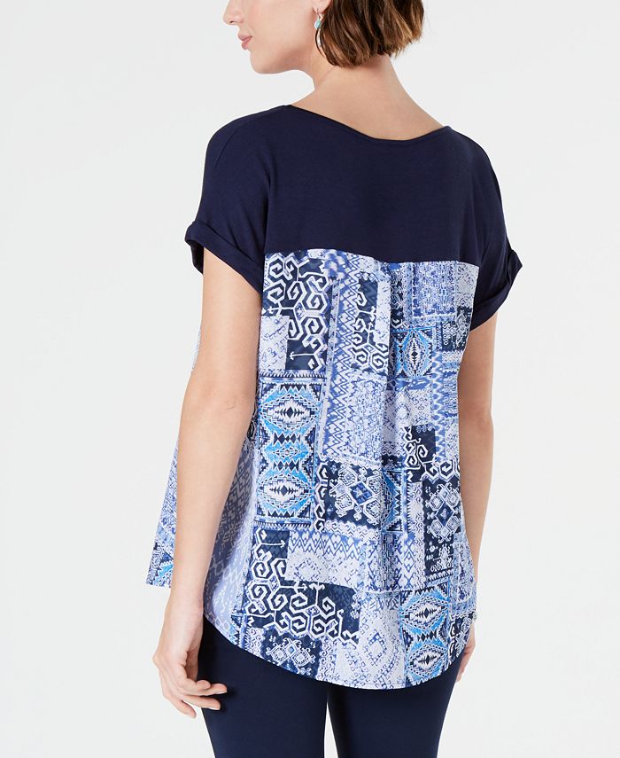 Style & Co Printed CuffedSleeve Top, Created for Macy's Macy's