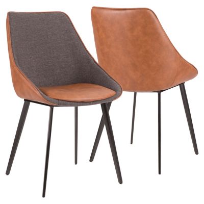 Marche TwoTone Chair in Faux Leather and Fabric Set of 2