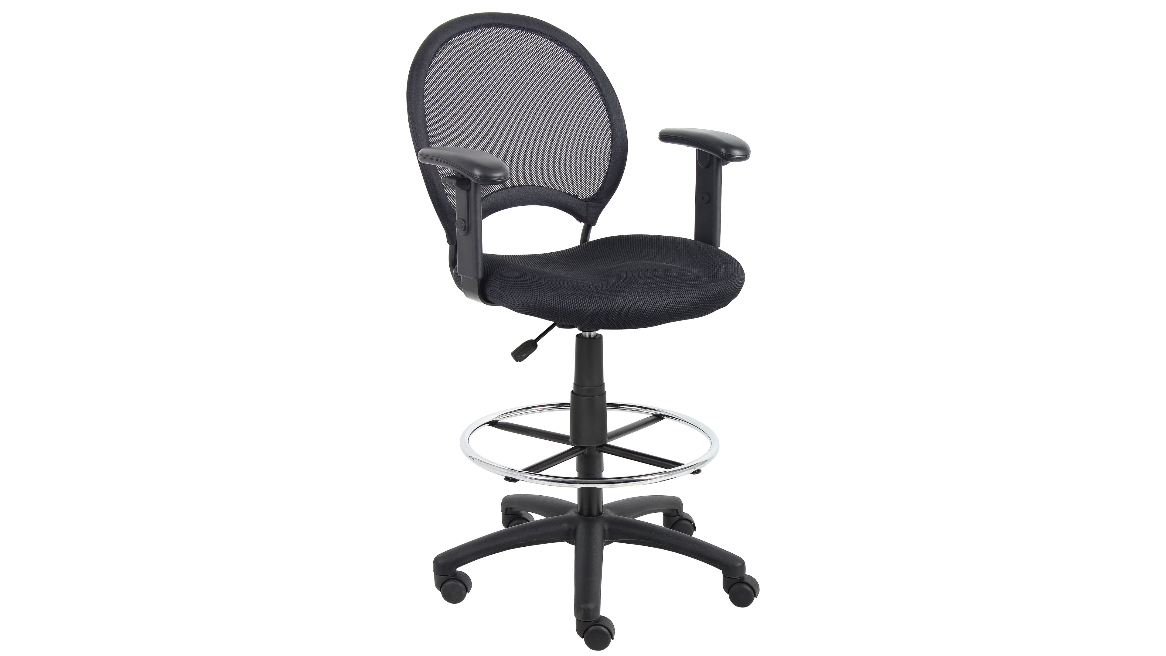 Boss Office Products Mesh Drafting Stool with Adjustable Arms