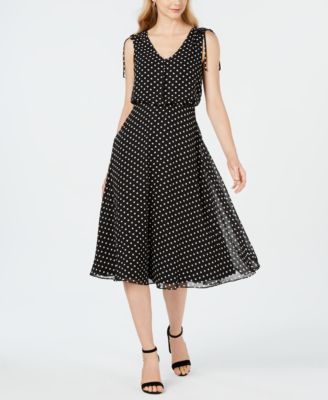 Jessica Howard Women's Polka Dot MIDI Dress White Size 12P