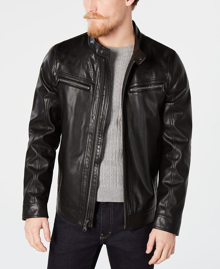 Calvin Klein Men's Faux Leather Jacket - Macy's