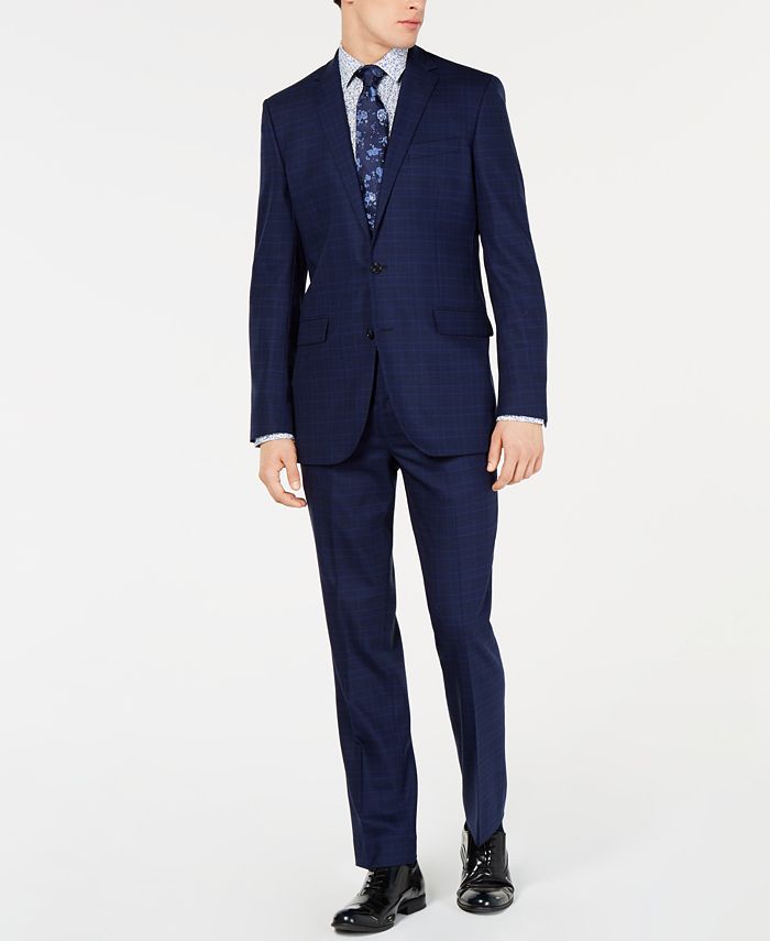 Kenneth Cole New York Men's Slim-Fit Windowpane Performance Suit - Macy's