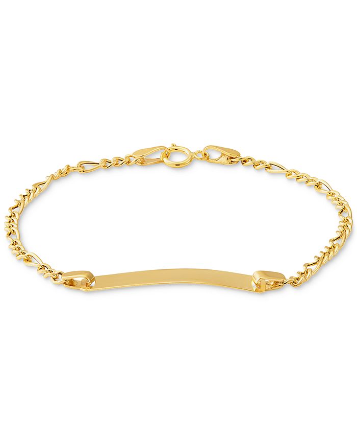 Macy's Children's ID Plate Figaro Link Bracelet in 14k Gold - Macy's
