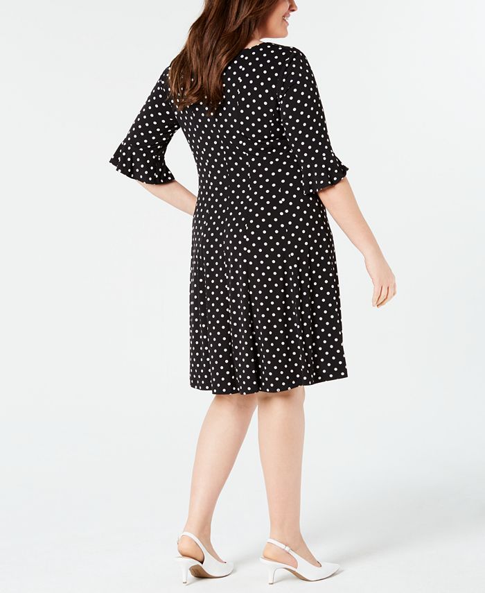 Connected Plus Size Polka-Dot Fit & Flare Dress - Macy's