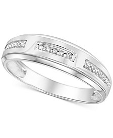 Men's Diamond Accent Wedding Band in 14k White Gold or Yellow Gold