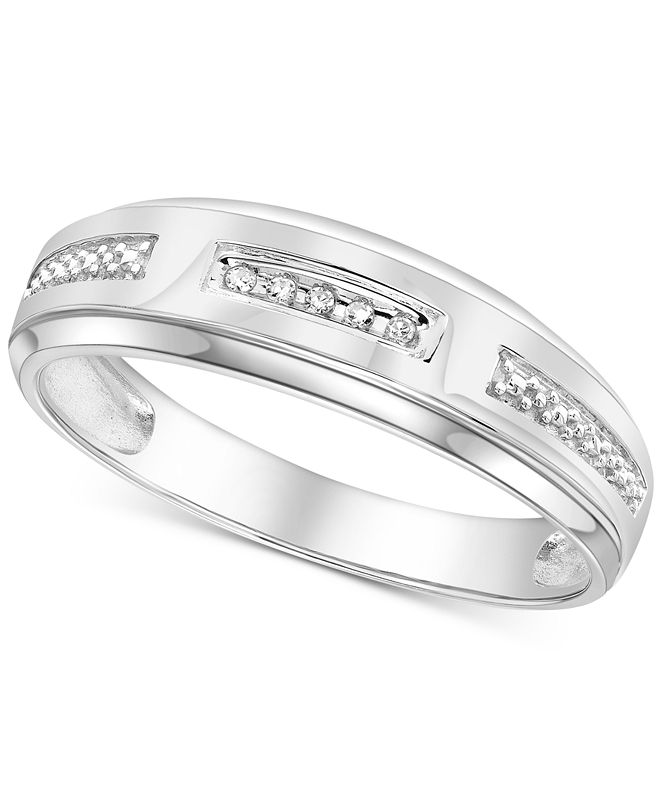 Macy's Men's Diamond Accent Wedding Band in 14k White Gold or Yellow