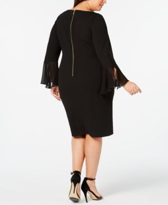 Calvin Klein Plus Size Illusion Bell-Sleeve Dress - Macy's