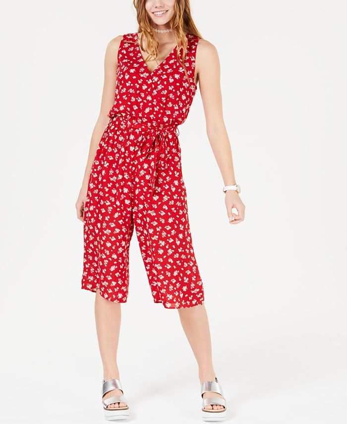 One Clothing Juniors' Cropped FloralPrint Jumpsuit Macy's