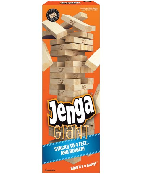 Детские настольные игры Jenga Giant Genuine Hardwood 54-Piece Board Game, Ages 10+