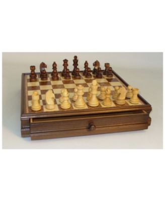 15" Walnut and Maple Drawer Chest Chess Set