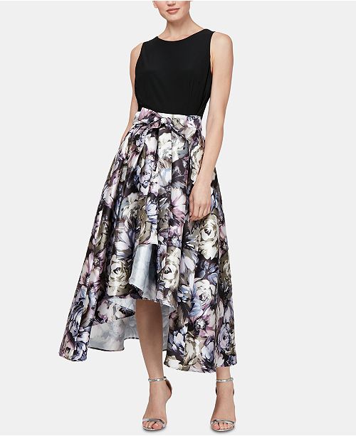 Sl Fashions Solid Printed High Low Dress Reviews Dresses