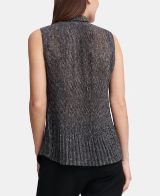 DKNY Pleated Tie-Neck Top 